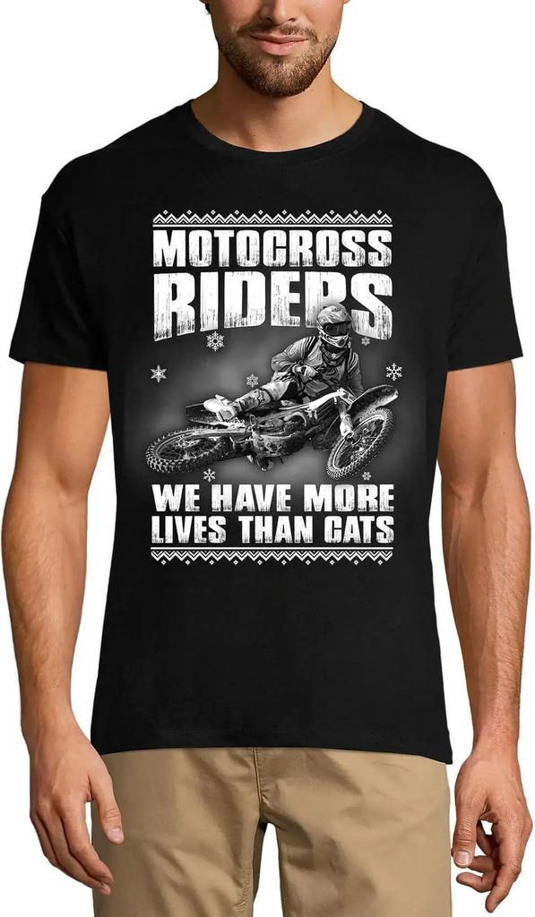 Herren Grafik T-Shirt Motocross-Fahrer wir haben mehr Leben als Katzen Humor Biker – Motocross Riders We Have More Lives Than Cats Humor Biker