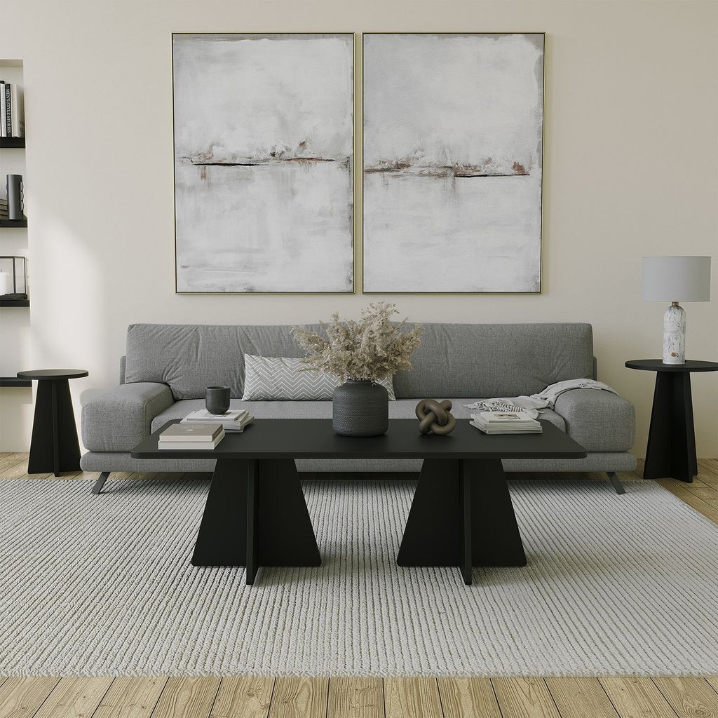 Skye Decor, Mushroom - Black, Couchtische, Schwarz, 120 x 40 x 60 cm