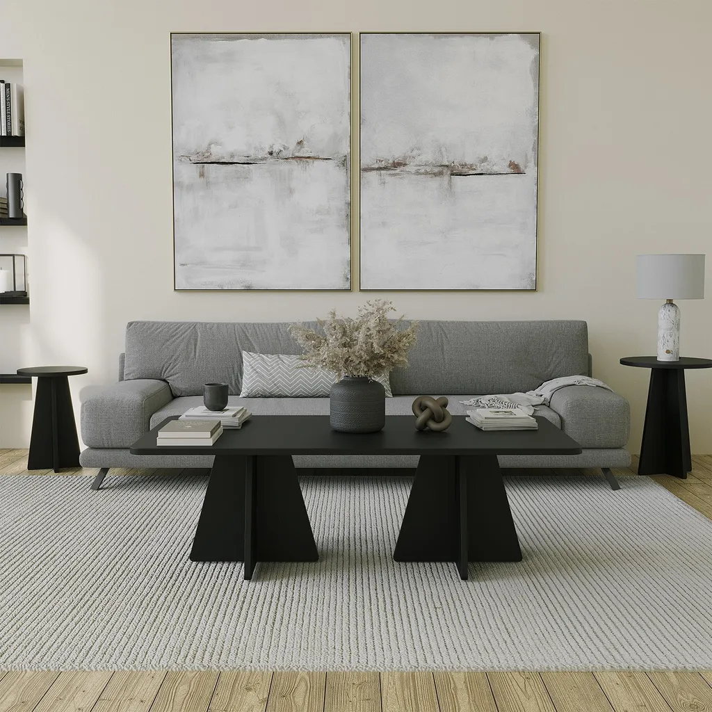 Table Basse de Salon Noire Skye Decor Champignon Rectangulaire 120cm - 6