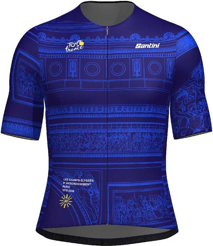 Santini Tdf Arrivée Arc De Triomphe 2025 Kurzarm-radtrikot Blau M Mann Blau M