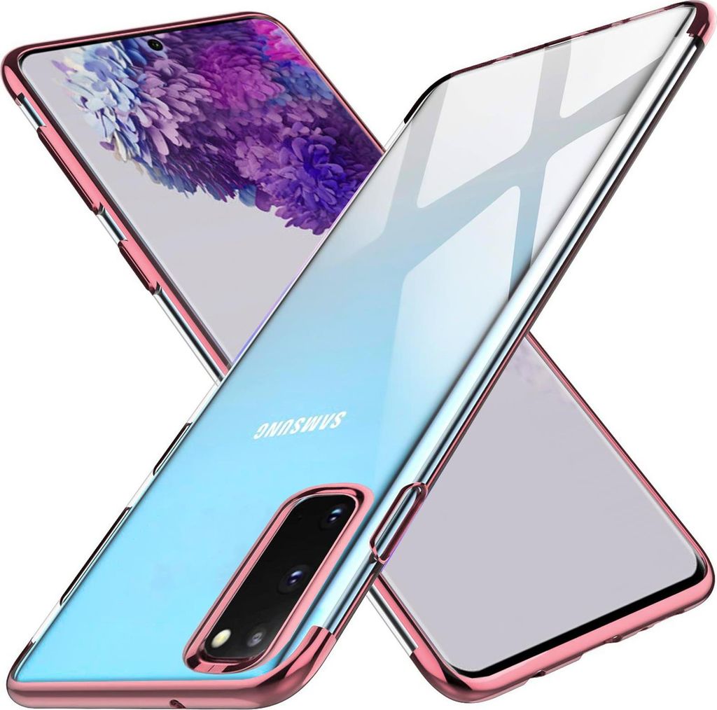 TPU Hülle für Samsung Galaxy S20 Plus Case Silikon Cover Transparent mit Farbrand Handyhülle