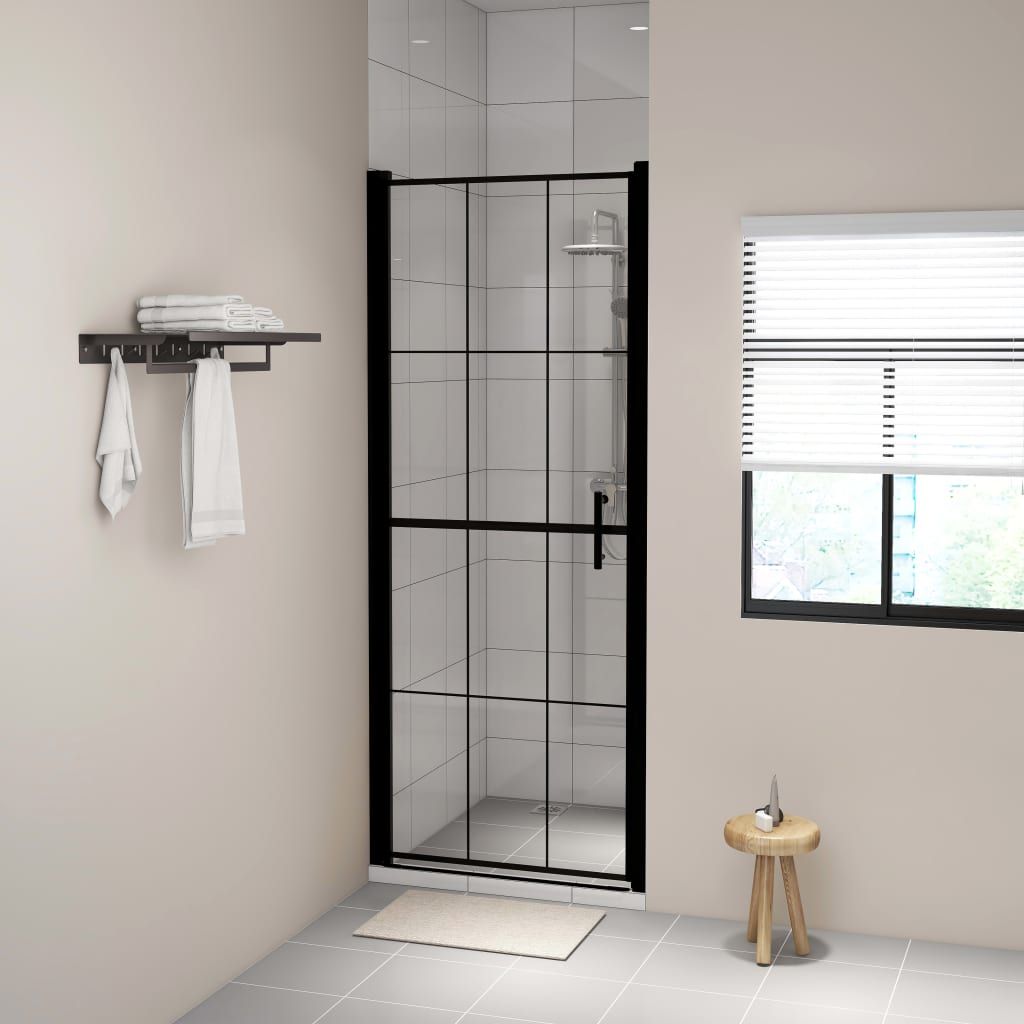vidaXL Duschtür Hartglas 91x195 cm Schwarz Produktbild 
