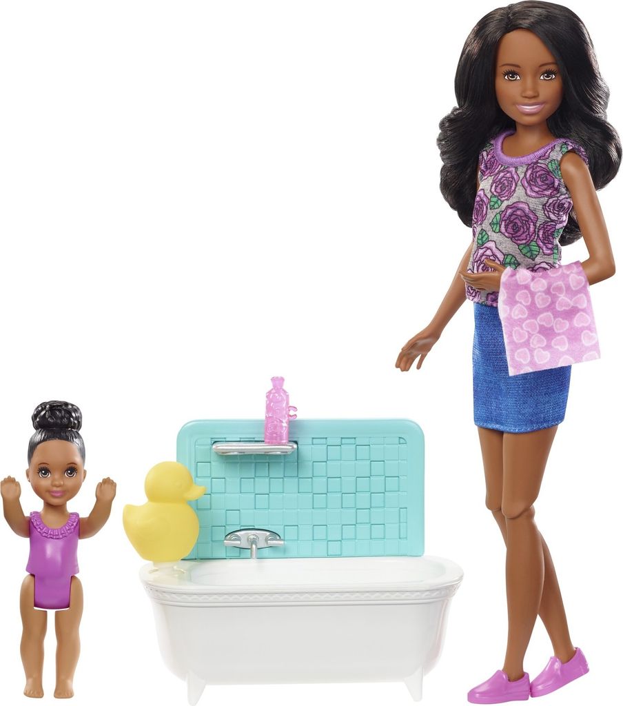 Barbie "Skipper Babysitters Inc." Puppen und Bad Spielset (schwarzhaarig)