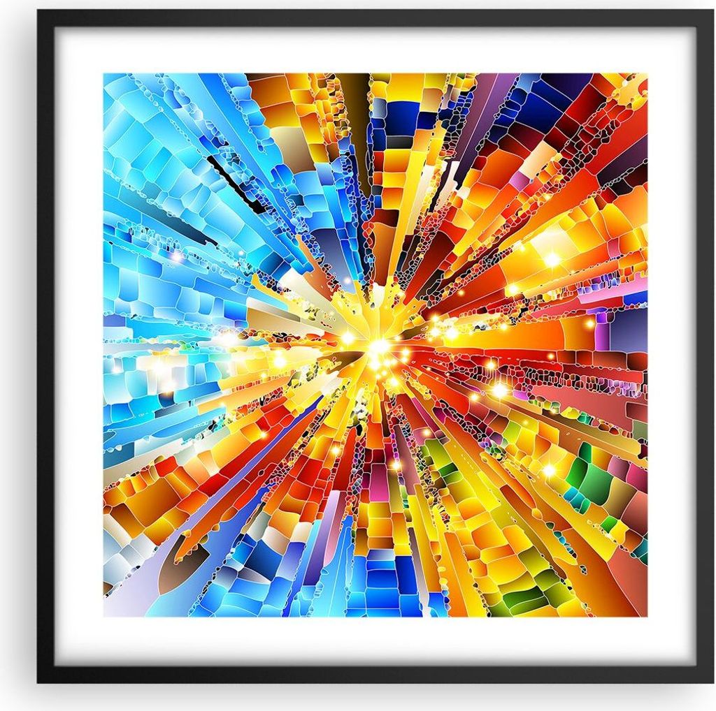 Gerahmtes Poster - Schwarzer Rahmen - Abstraktion modern - 50x50 cm - Wand Bild - Wanddeko - Wandbilder - Kunstposter - Wandposter - Bilderrahmen -...