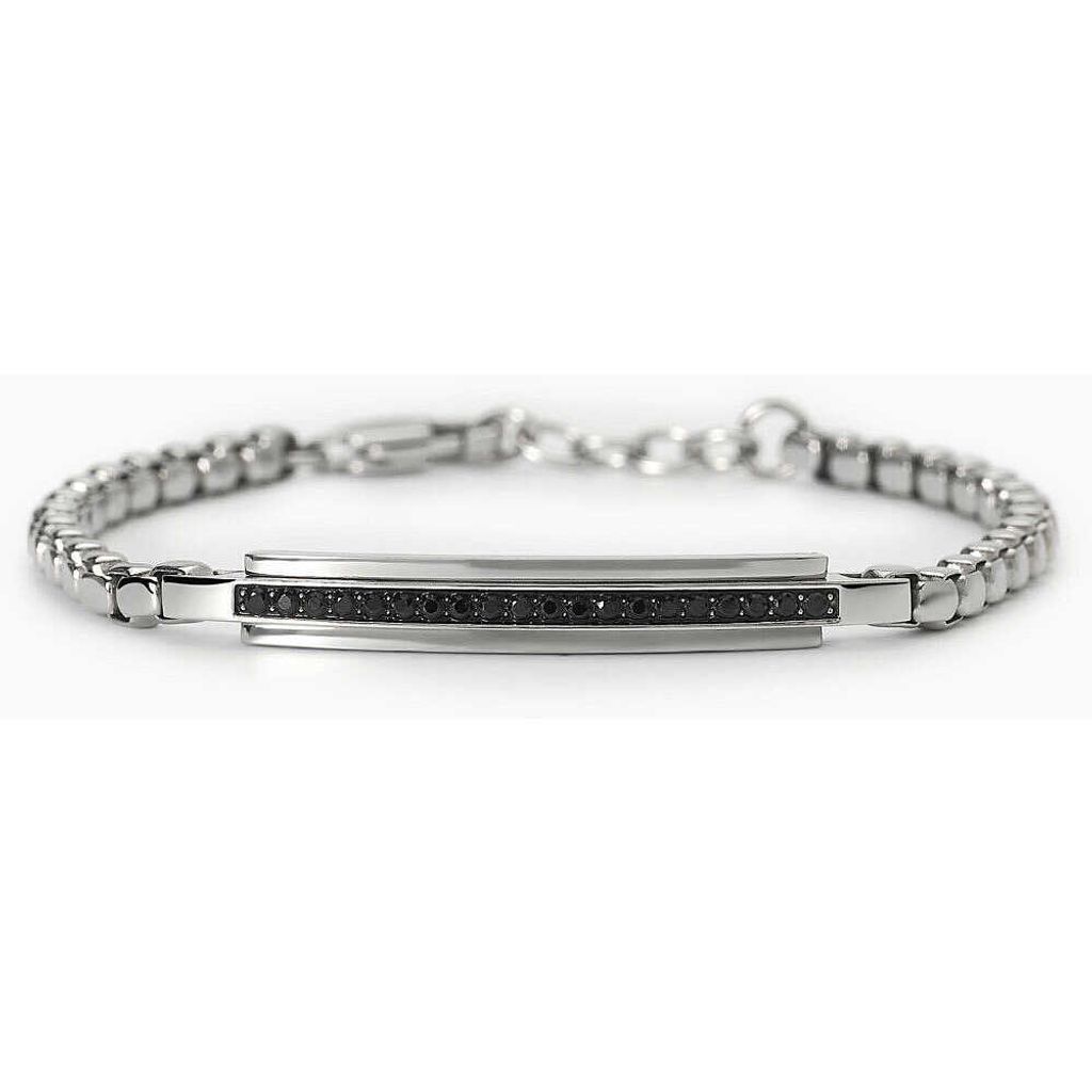 2 Jewels Armband Venezianer 232474 Edelstahl, Kristalle, Schwarz, 21 cm