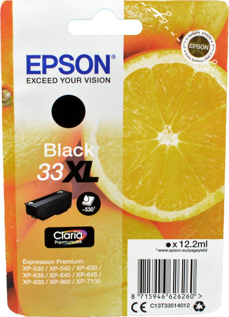 Epson Oranges Singlepack Black 33XL Claria Premium Ink, Produktbild 