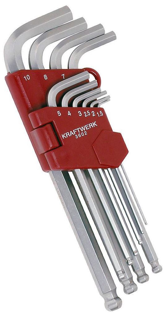 Kraftwerk Innen Sechskantschlüsselsatz Kugelkopf 1.5-10mm 10-teilig