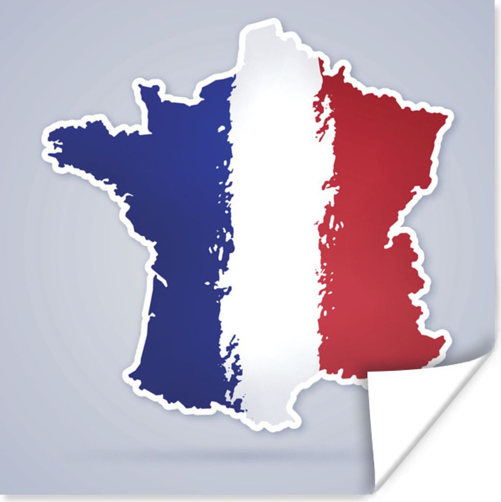 MuchoWow Poster Eine Illustration von Frankreich in den Farben der Flagge 75x75 cm - Wand Dekoration