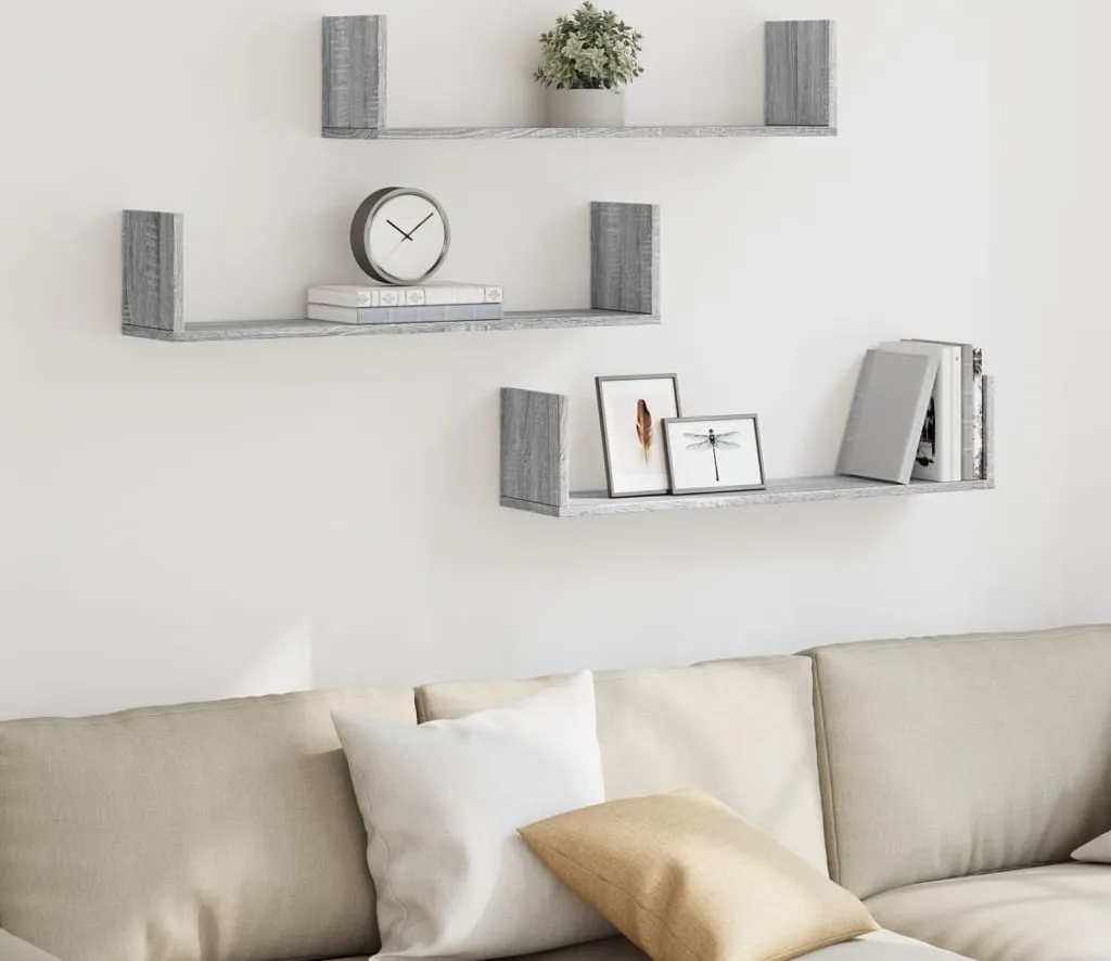Maison Exclusive - Mensole da parete 3 pezzi Grigio Sonoma 80x18x18 cm Materiale ligneo