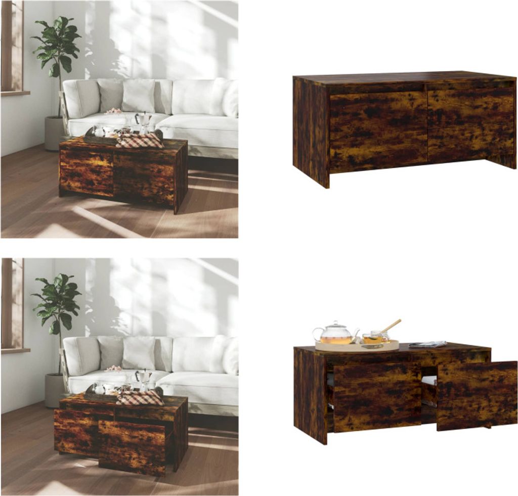 vidaXL Couchtisch Räuchereiche 90x50x41,5 cm Holzwerkstoff - Couchtisch - Couchtische - Sofatisch - Wohnzimmertisch