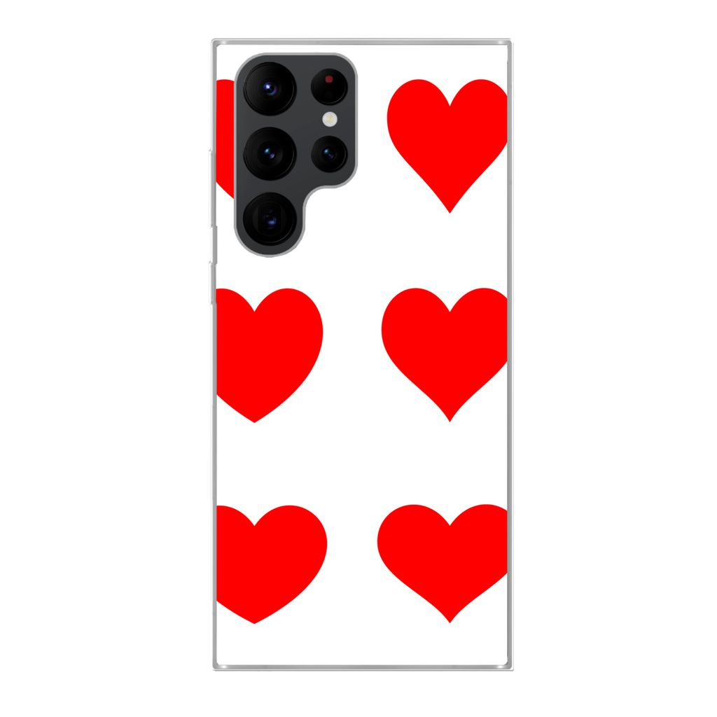 MuchoWow Handyhülle Schutzhülle Hülle für Samsung Galaxy S22 Ultra Eine Illustration mit neun roten Herzen Silikon Softcase Handy Hülle - Ab...