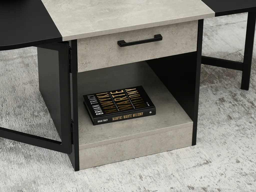 Table basse extensible IZAK noir et béton - Table de salon modulable - 10