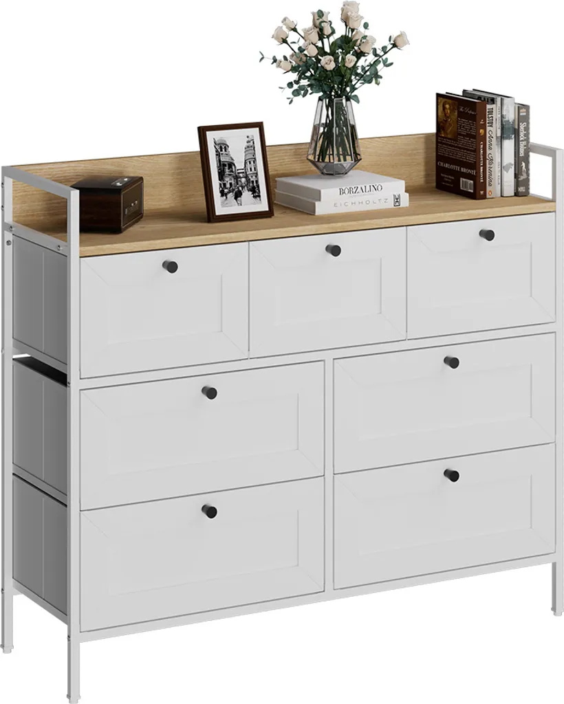 Commode Vicco Belaro Blanc 98x85cm avec 7 tiroirs, Modèle 51900 robuste - 6