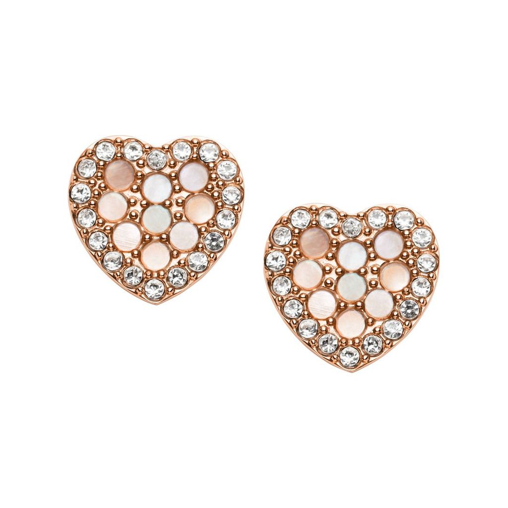 Damen Ohrstecker Mosaic Heart von Fossil aus Edelstahl rosé Produktbild 