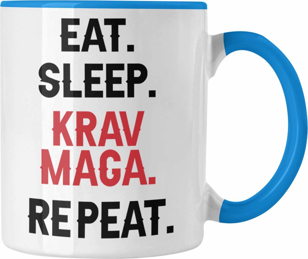 Trendation - Krav Maga Tasse Geschenk Kampfsportler Geschenkidee Selbstverteidigung (Blau)