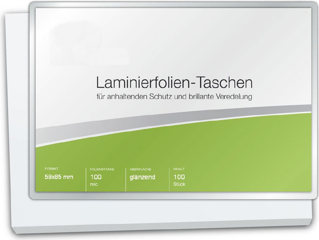 Laminierfolien 59 x 85 mm, 2 x 100 mic, glänzend