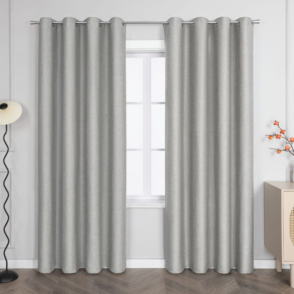 Joyswahl Blickdichte Gardinen Verdunklungsvorhang mit Ösen Doppelseitig Leinen Thermovorhang einfarbig HxB 175x140 cm Grau 1 Stück