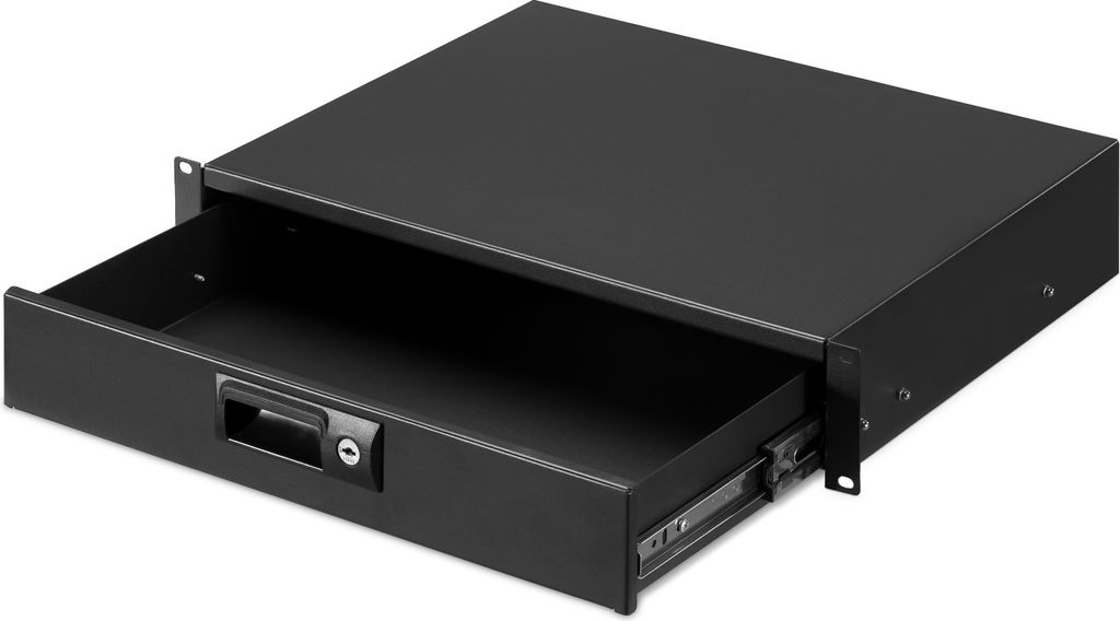 kwmobile 19 Zoll 2U Serverschrank Fachboden - Server Rack Schublade - verschließbare Rackschublade mit Schlüssel - 19 Inch Boden für Schrank ode...