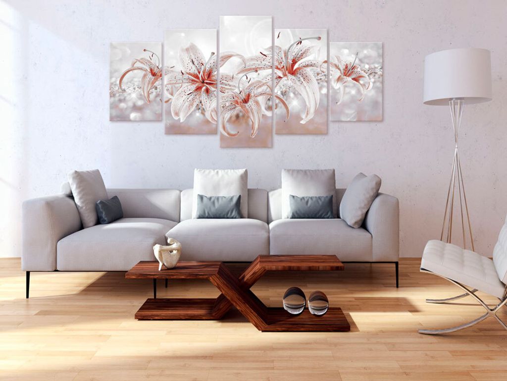 Akustikbild Blumen Lilien 200x100 cm Bilder Akustikschaum Hochleistungsschallabsorber Schallschutz Leinwand 5 tlg Wandbild Raumakustik Schalldämmu...