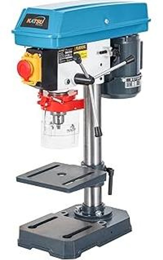 KATSU Tools Säulenbohrmaschine 350 W – Bohrfutter 13 mm, 5 Geschwindigkeiten, max. Tiefe 50 mm, 2650 U/min, höhenverstellbarer Tisch