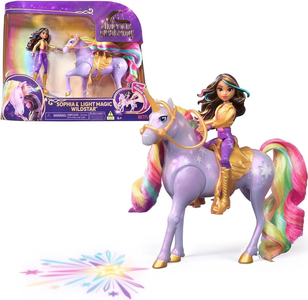 SPIN Unicorn Academy set bambola + unicorno luminoso Immagine del prodotto 