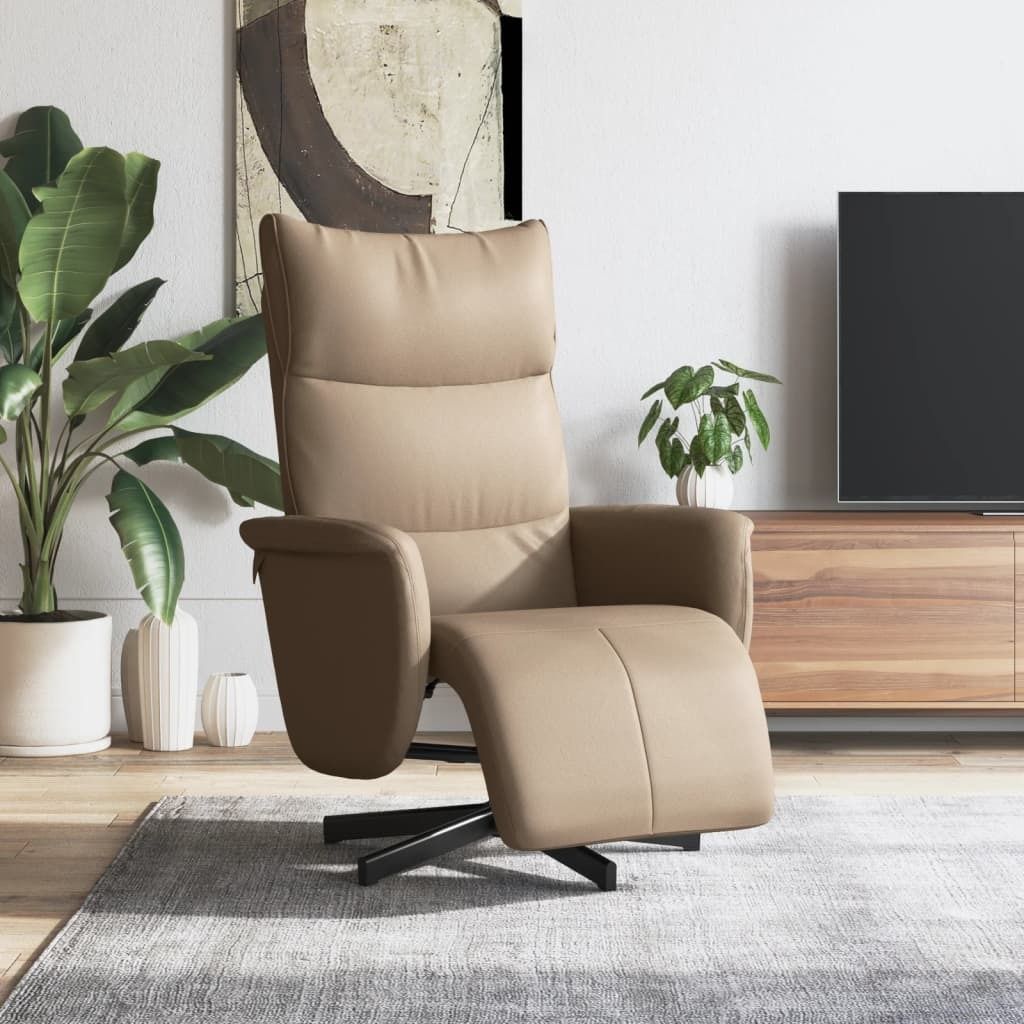 Cloris Designermöbel Relaxsessel mit Fußteil Cappuccino-Braun Kunstleder 2024 Neu