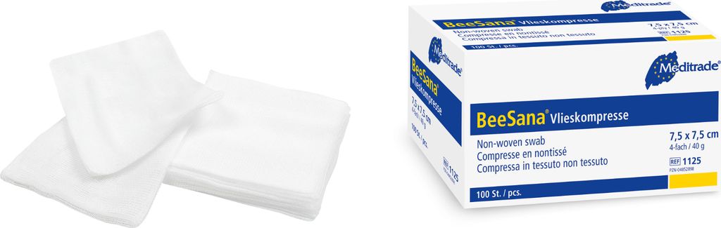 Meditrade BeeSana® - Vlieskompresse, unsteril - 6-fach, Produktbild 