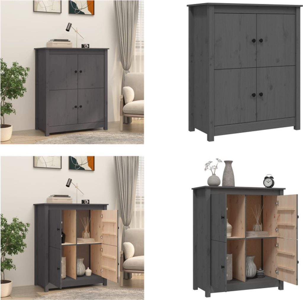 vidaXL Sideboard Grau 83x41,5x100 cm Massivholz Kiefer - Sideboard - Sideboards - Kommode - Anrichte