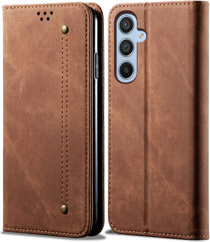 Hülle für Samsung Galaxy A05S Leder Brieftasche Flip Bookstyle Schutzhülle mit Standfunktion Braun
