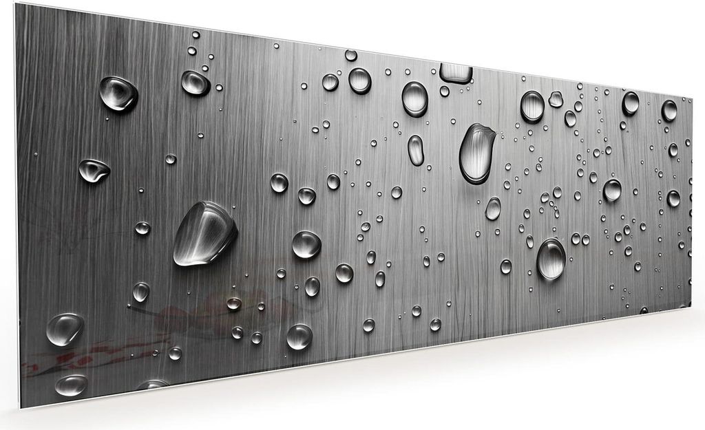 Küchenrückwand Spritzschutz Glas mit Motiv Wassertropfen auf Metall 40 x 40 cm
