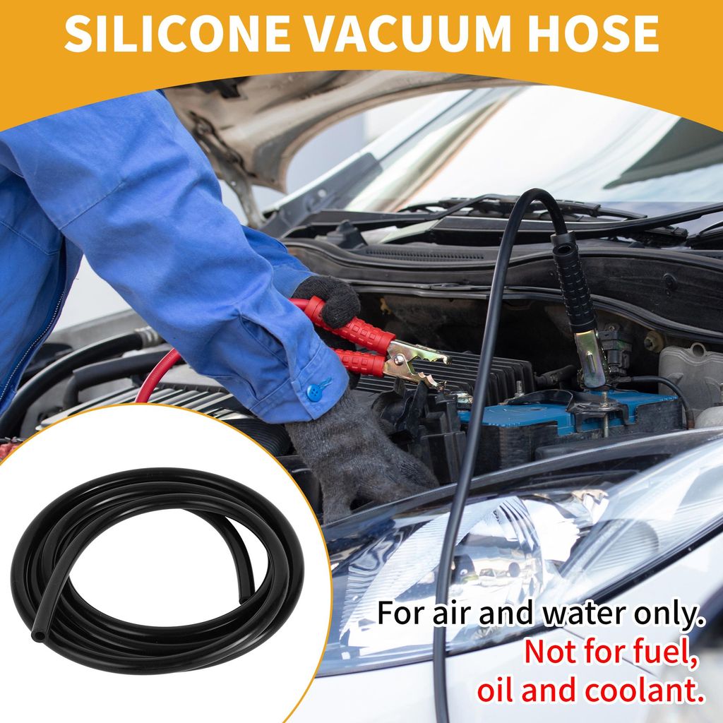 1 Stück 130PSI Maximaldruck Universeller Silikonschlauch für Vakuumschlauch Auto Kfz-Vakuumschlauch Hochtemperatur-Silikonschlauch Schwarz 6,6FT ...