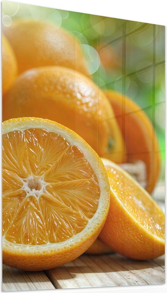 Glasbild 60x90cm in XXL für Wohnzimmer, Schlafzimmer Motiv Frische Orangen