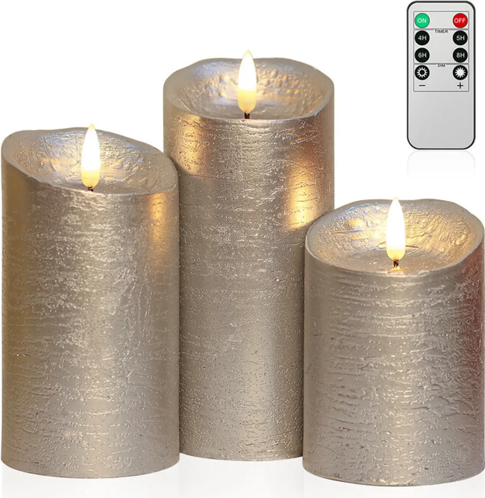 Bougies LED Rouge avec Flamme Vacillante et Minuterie Automatique 15cm