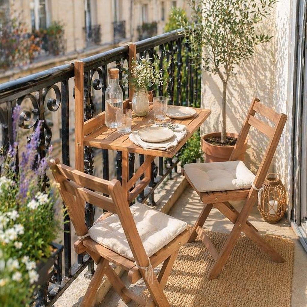 LILOU Klapptisch für den Balkon,Akazienholz, geölte