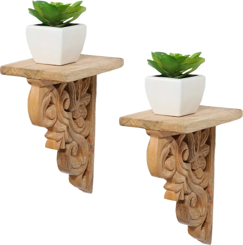 Set 2 Mensole Araba in Legno Massiccio - Arredo Etnico Artigianale