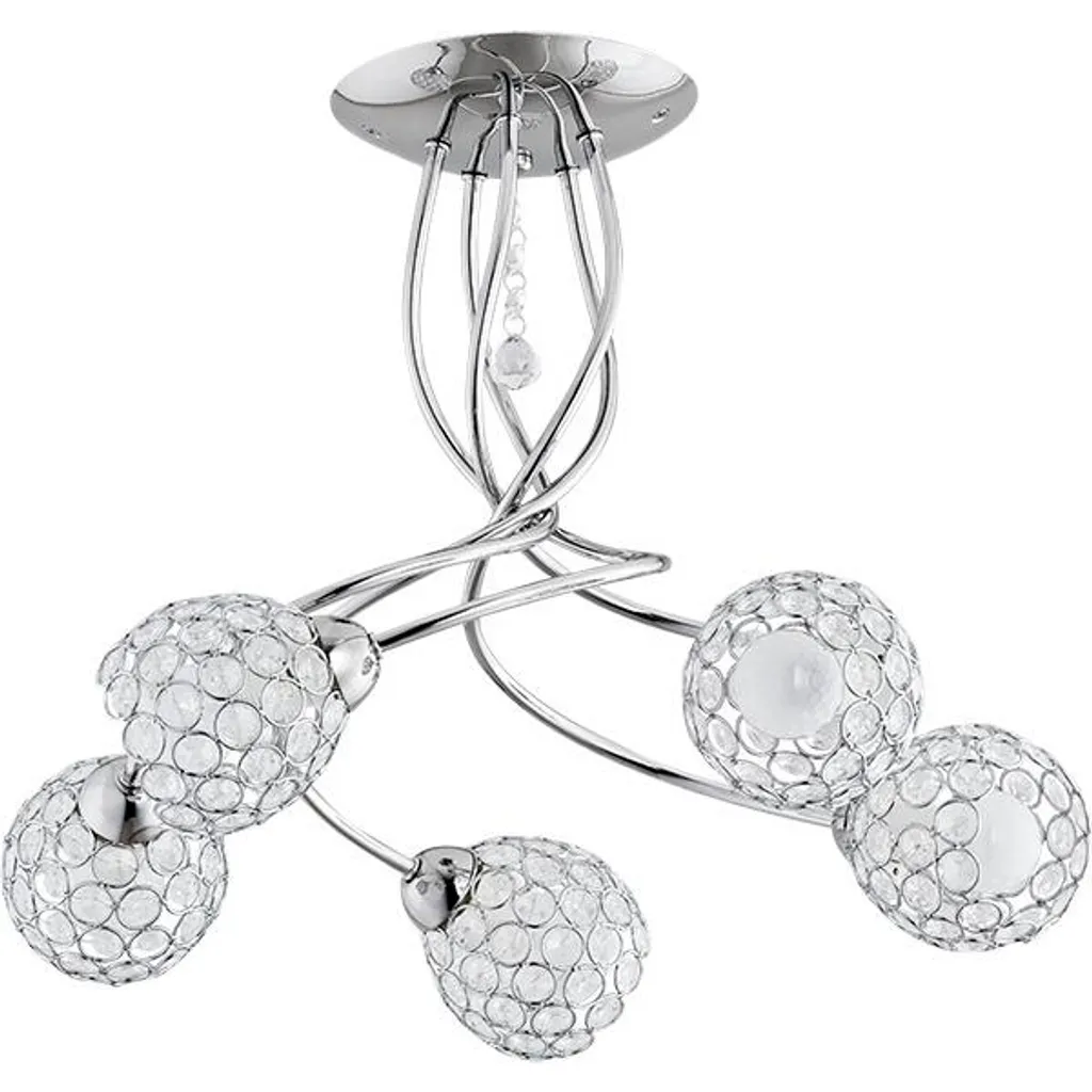 Plafonnier design VAIO 5xE14 métal chrome structure 5 branches Alfa
