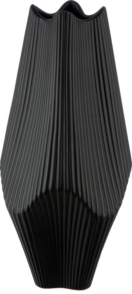 Gilde Vase, "Lamellen", Keramik, schwarz, VE 1, L. 15 cm, Zdjęcie produktu 