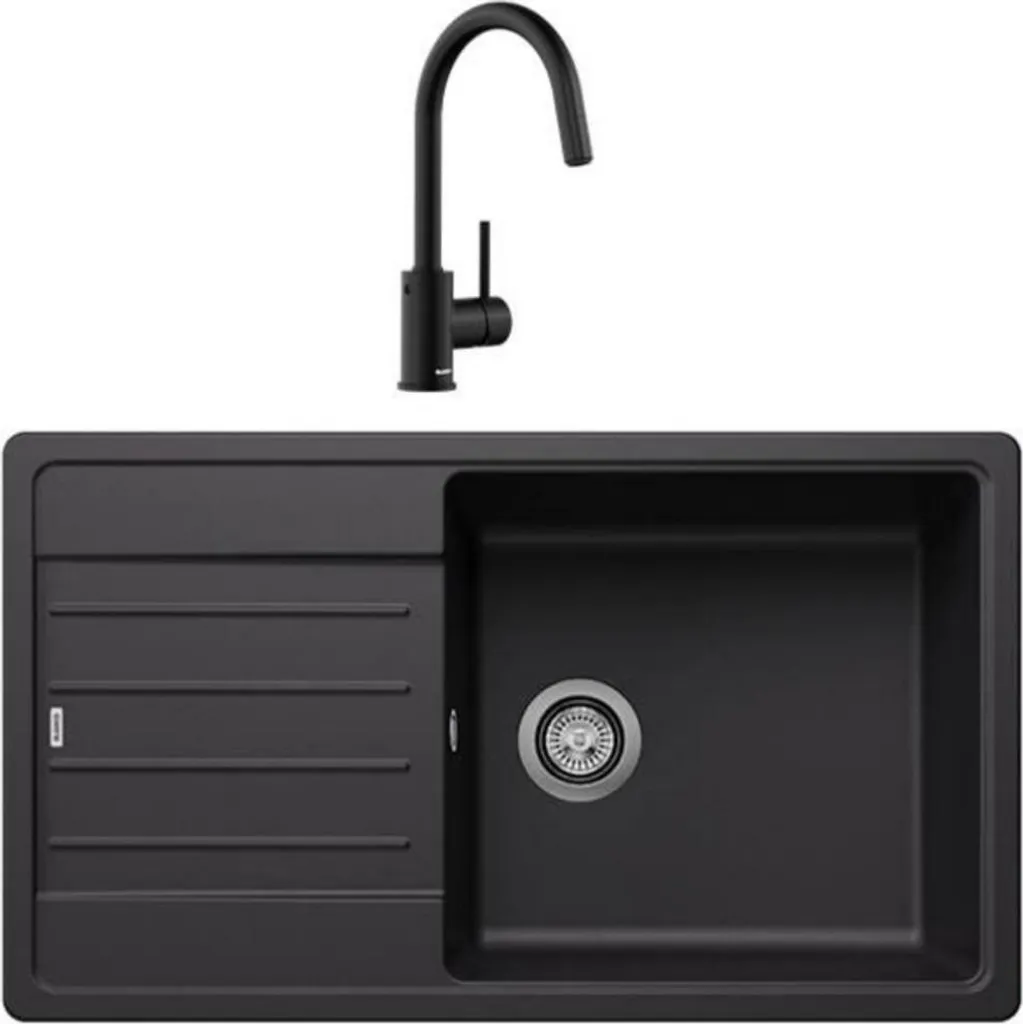 Blanco Pack évier + Mitigeur 527918 - Ensemble complet Silgranit Noir