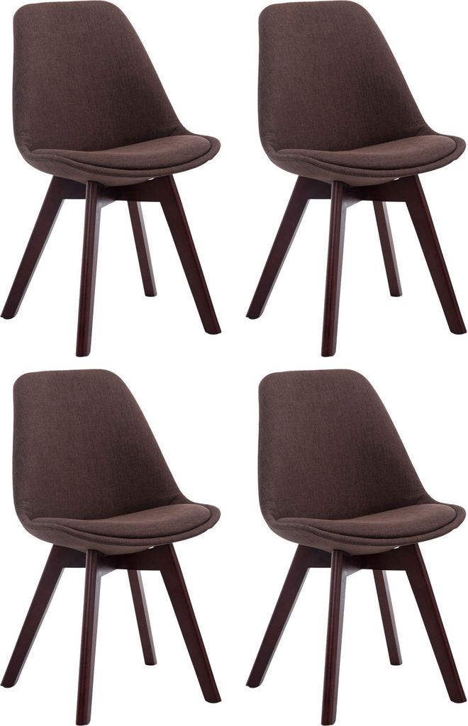 CLP 4er Set Besucherstühle Borneo V2 Stoff mit Polsterung Farbe braun Gestell Farbe walnuss