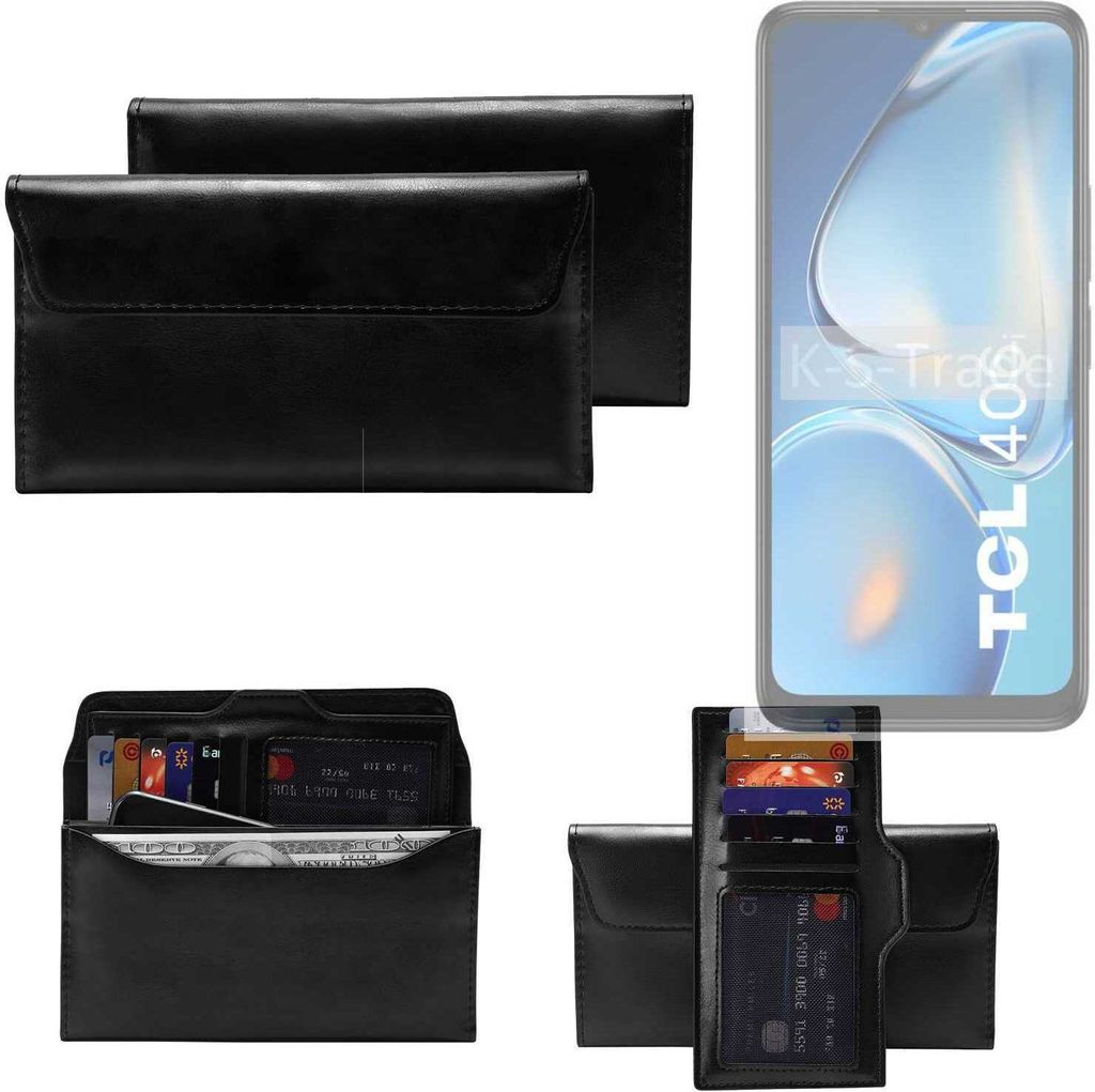 K-S-Trade Handy Hülle kompatibel mit TCL 406i Schutz Hülle Tasche Schutz Case Handytasche Kunstleder schwarz, 1x