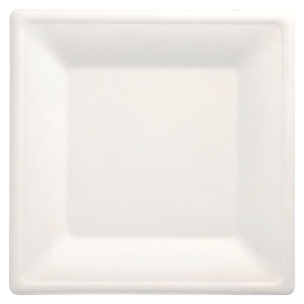 Teller, Zuckerrohr "pure" eckig 26 cm x 26 cm weiss Produktbild 