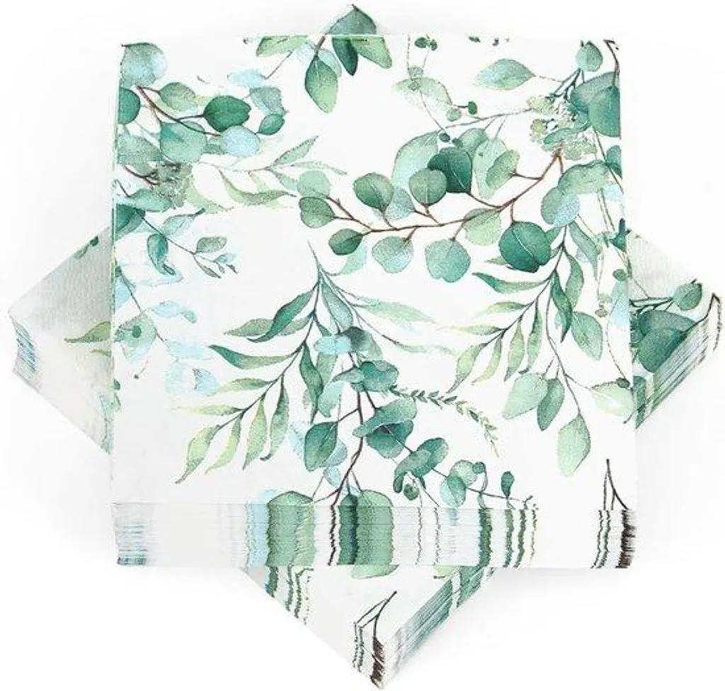 Serviette de table en papier vert forêt 33x33cm, pack de 80 pièces