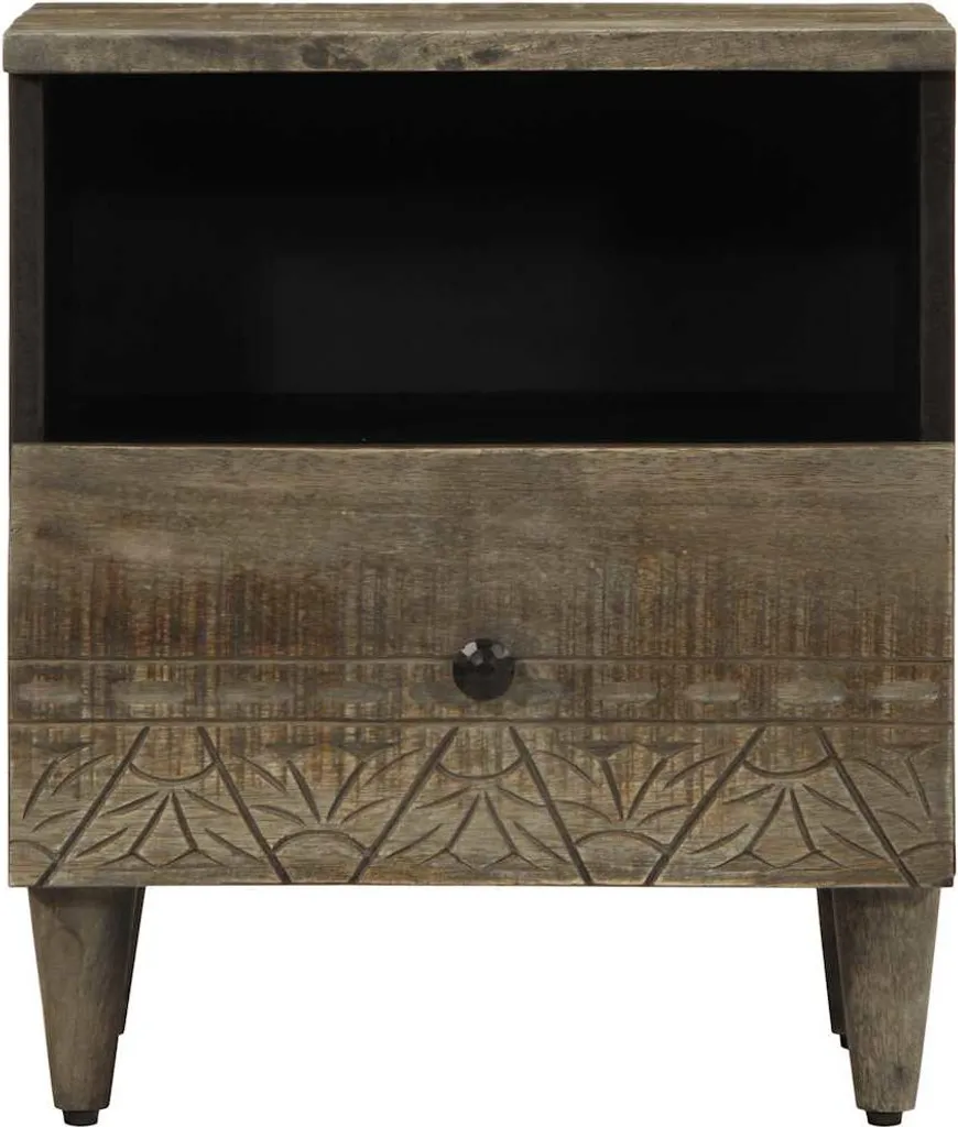 Table de nuit gris clair vidaXL en bois de manguier 40x33x46 cm