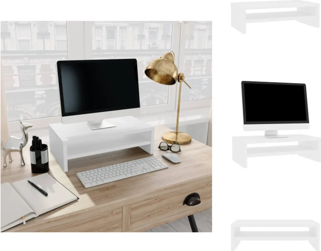 vidaXL Support d'Écran Blanc 42x24x13 cm en Bois Composite - Meuble TV