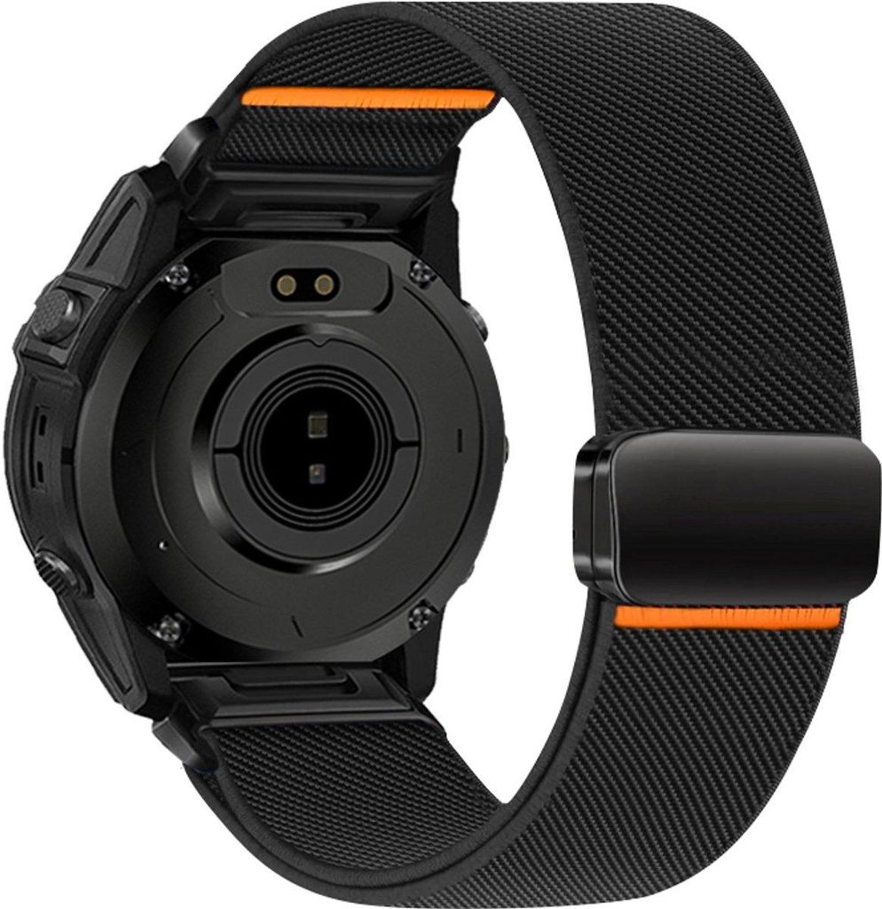FFO2World Nylonarmband mit Magnet für Garmin Fenix 5/6/7/8 (47 mm), Epix Pro Gen 2 – QuickFit 22 mm, robust & verstellbar, Schwarz