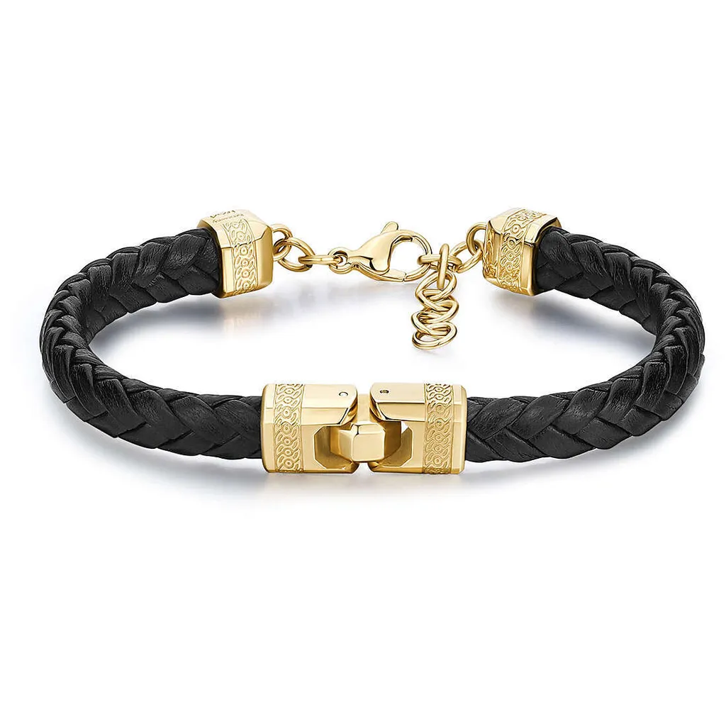 Regalo Uomo: Bracciale Brosway Knocker Pelle Oro | Garanzia 2 Anni