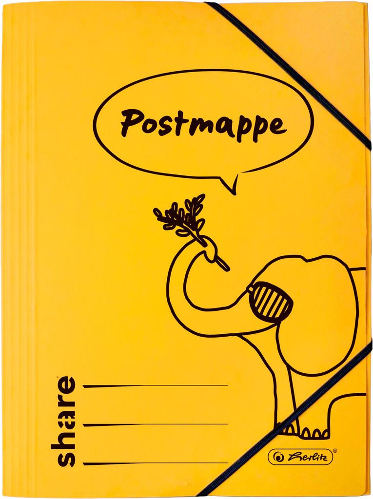 Gelbe DIN A4 Karton-Postmappe mit Gummibändern