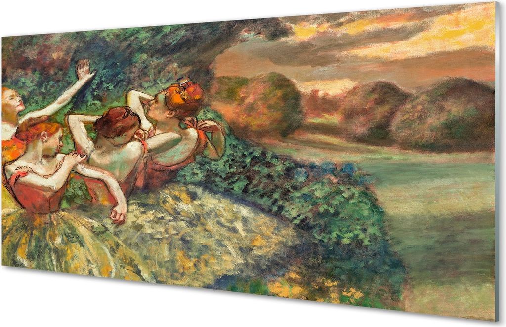 Glasbilder 100x50 Wandkunst Ballerinas tanzen im Wald