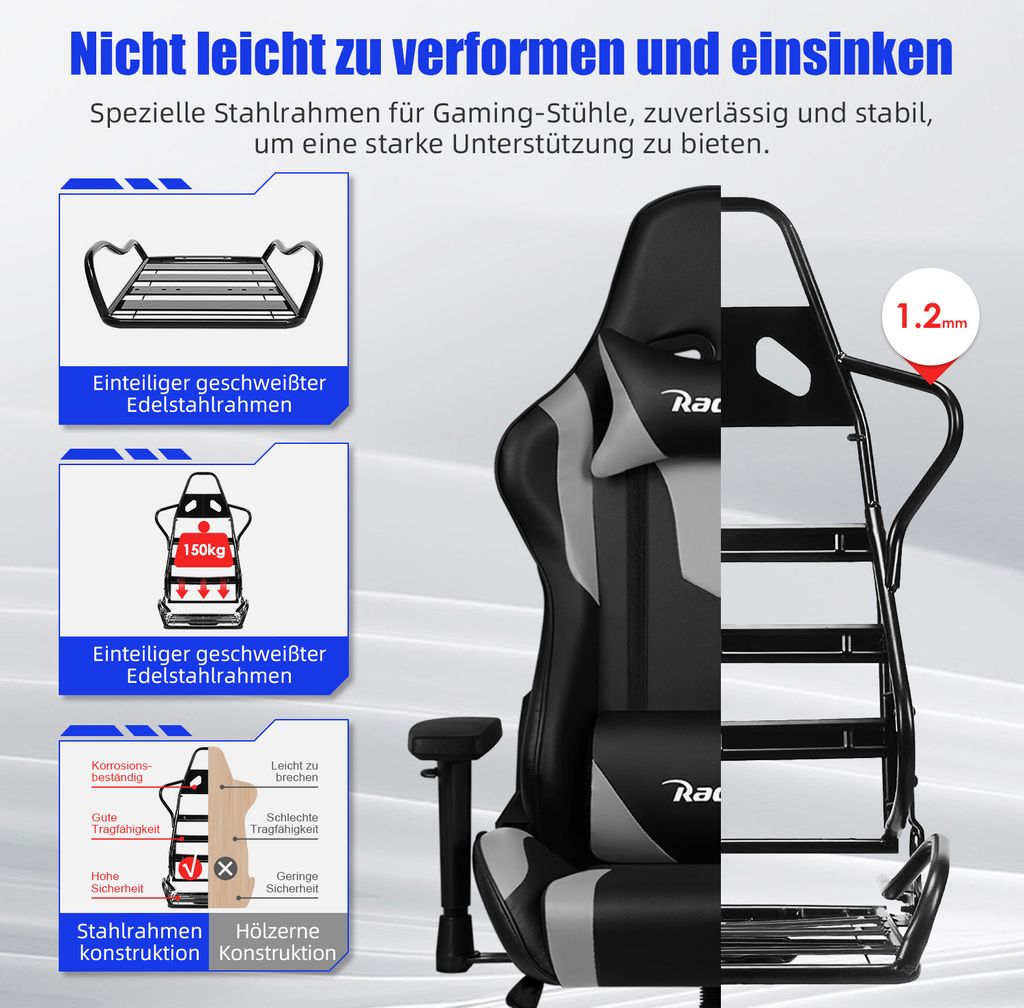 Aiibot Gaming Stuhl Bürostuhl Ergonomisch Schreibtischstuhl Produktbild 4