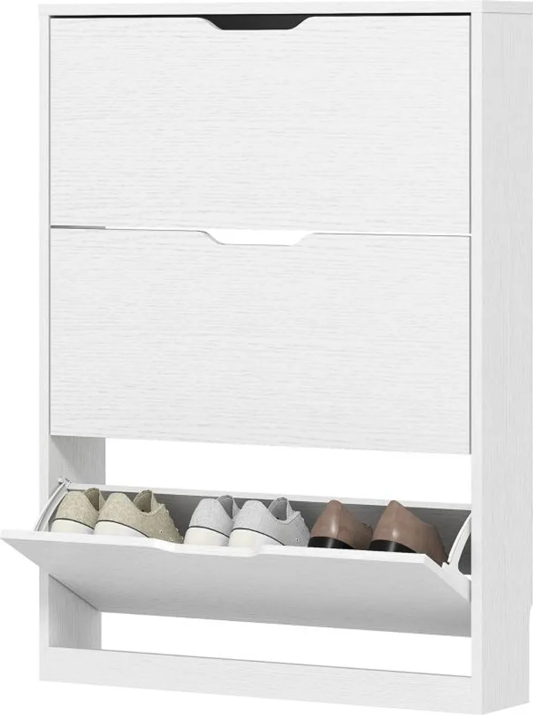 Étagère à chaussures pour 12 paires meuble gain de place entrée étroite blanc
